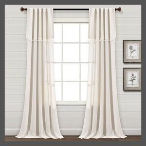 Lush Decor - Set of 2 (84"x52") Ivy Tassel Light Filtering Wind Beige